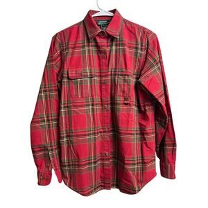Lauren Ralph Lauren Red Olive Plaid Long Sleeve Button Front Small